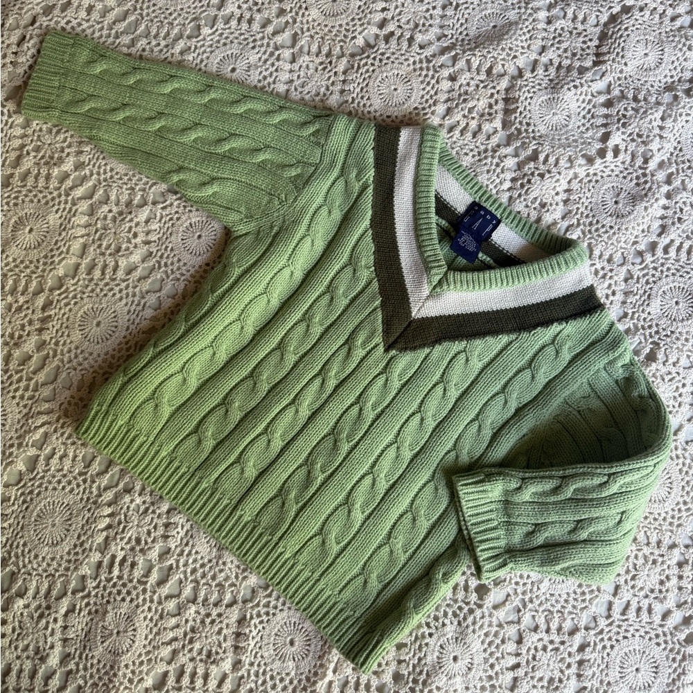Vintage Baby Gap Cable Knit V Neck Sweater